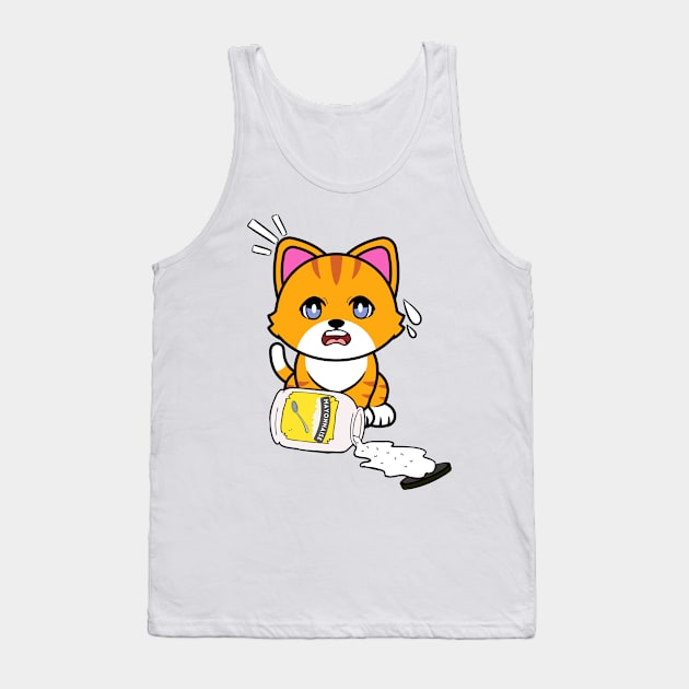 Funny orange cat spilled a jar of mayonnaise Tank Top by Pet Station